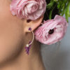 Rose gold ruby diamond earring